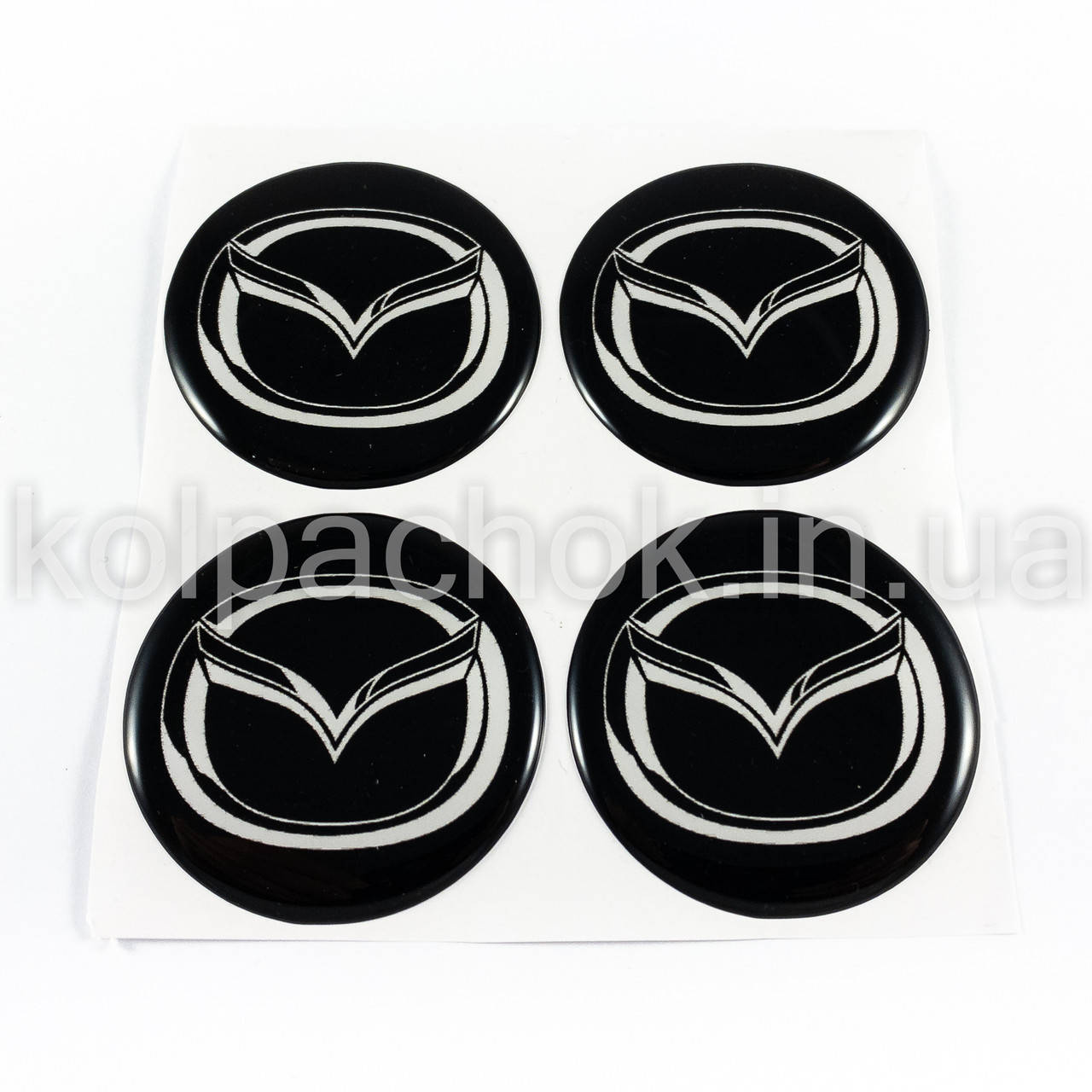 

Наклейки для колпачков на диски Mazda черные/белый лого (55мм)
