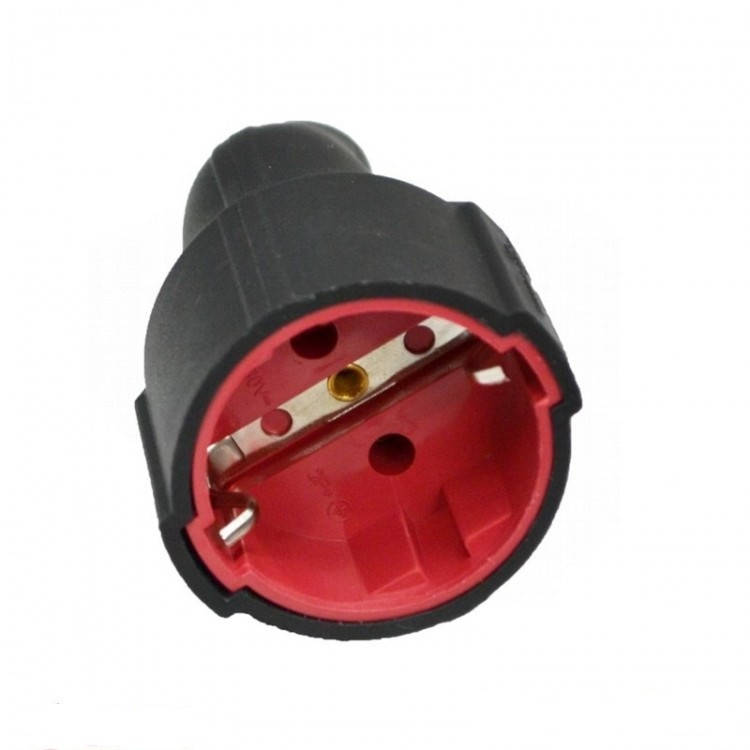 

Гнездо штепсельное каучуковое с заземлением 16А розетка переносная одинарная черная STS970