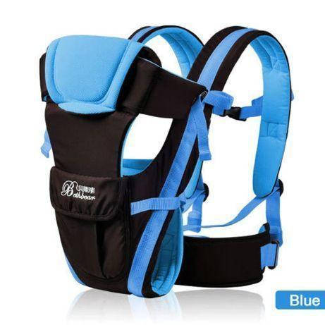 

Детская кенгурушка BABY CARRIER- 4 в 1: Рюкзак кенгурушка, хипсит, переноска, Слинг кенгуру. Голубой.