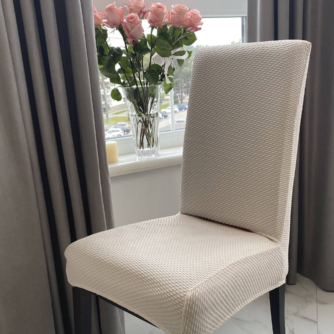 

Чехол на стул. ИТАЛИЯ. Молочный