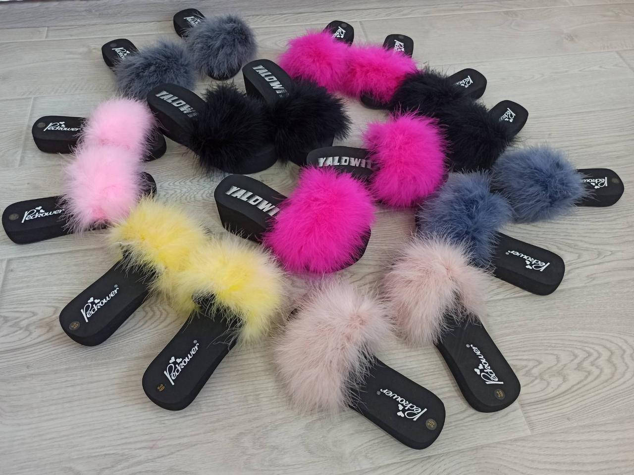 

Хит лето 2021 модные шлепанцы с натуральными перьями страуса 34, 35, 36, 37, 38, 39, 40, 41,42