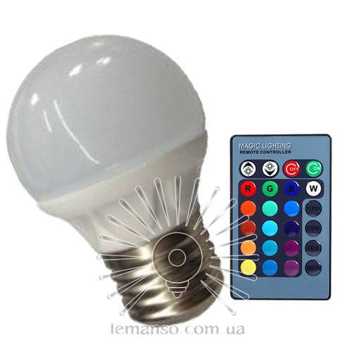 

Лампочка Lemanso св-ая E27 RGB 3W 210LM с пультом 85-265V (48*65mm) / LM736