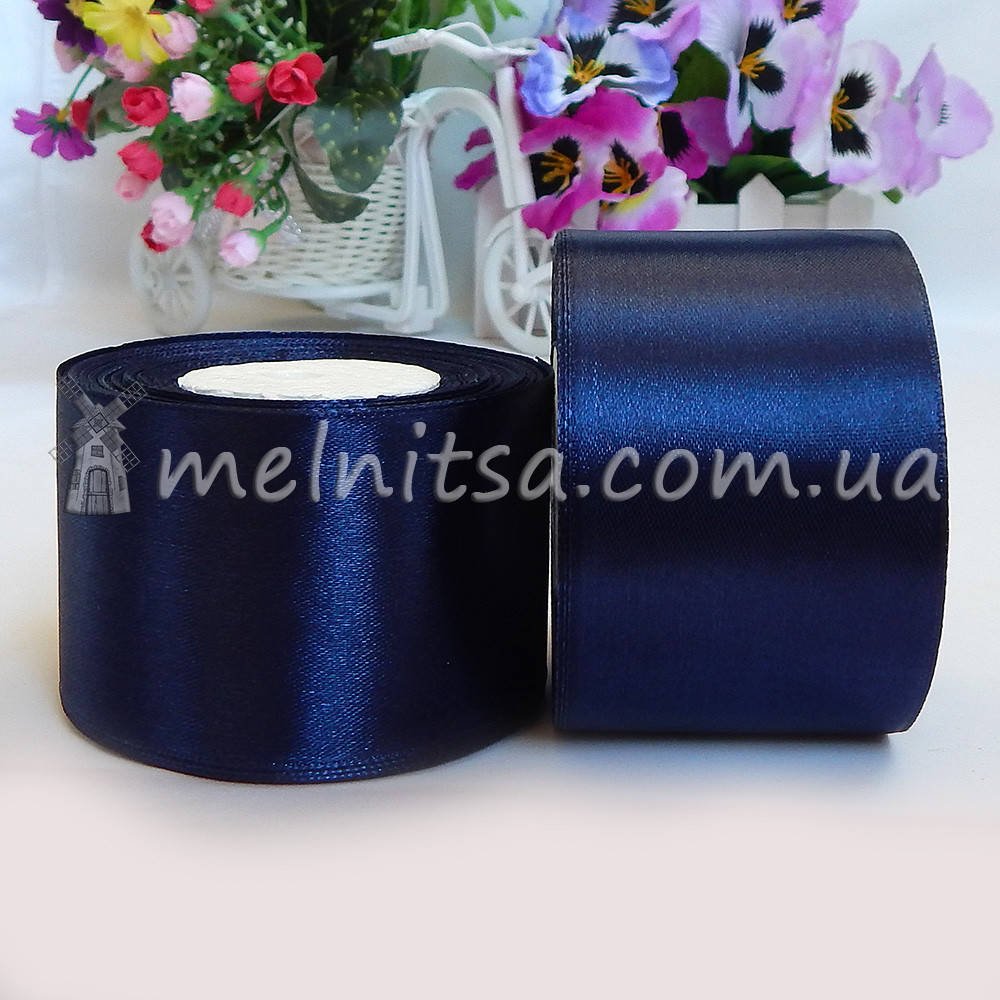 

Атласная лента 5 см, №120 темно-синяя