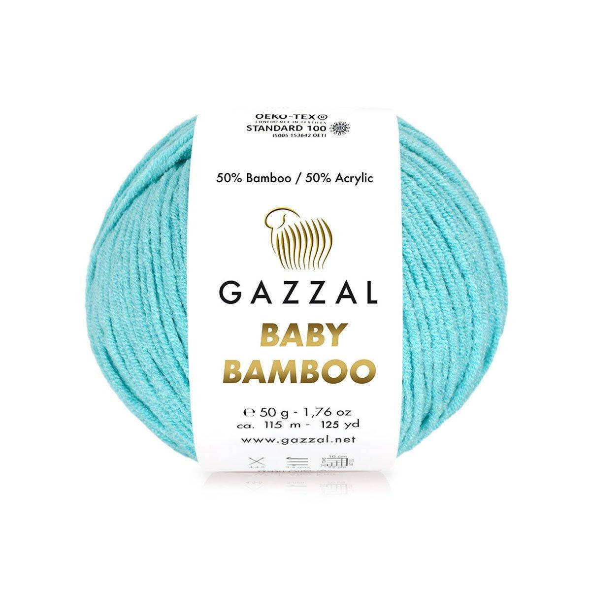 

Gazzal Baby Bamboo (Газзал Беби Бамбу) № 95213 бирюза (Пряжа бамбук, нитки для вязания), Бирюзовый