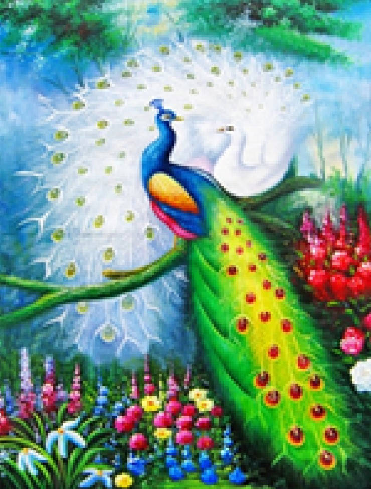 

Алмазная мозаика и Картина по номерам 3D 2 в 1 ПАВЛИН на подрамнике 40х50 см CY2251