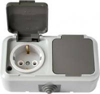 

Розетка двойная накладная брызгозащищенная с заземлением Bylectrica РА16-303(03)