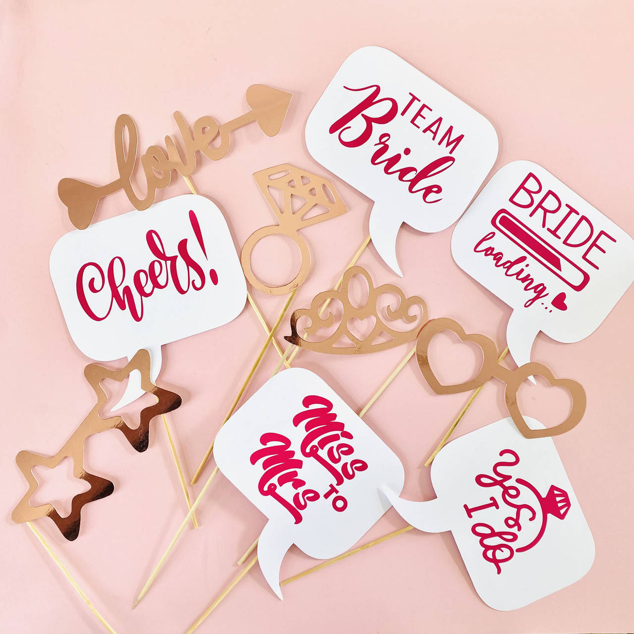 

Фотобутафория на девичник 10 предметов розовое золото