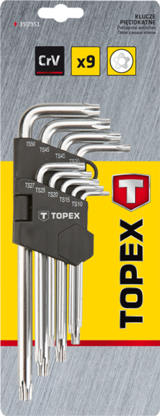 

Набор звездочек-пятигранников 9шт TOPEX 35D951