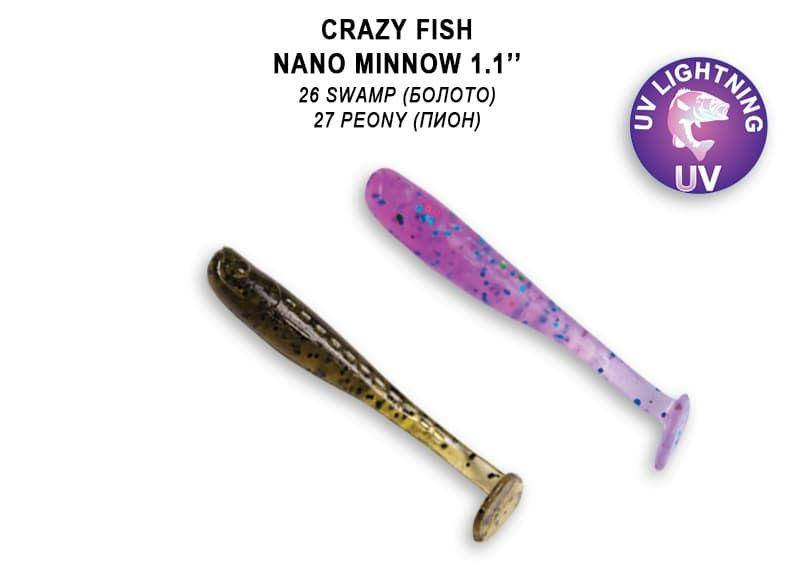 

Съедобный силикон Crazy Fish Nano minnow 1,1" 68-27-26/27-6 кальмар
