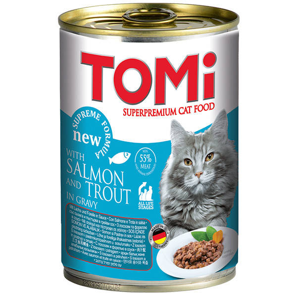 

TOMi Superpremium Salmon Trout ТОМИ ЛОСОСЬ ФОРЕЛЬ консервы для котов - 400 г