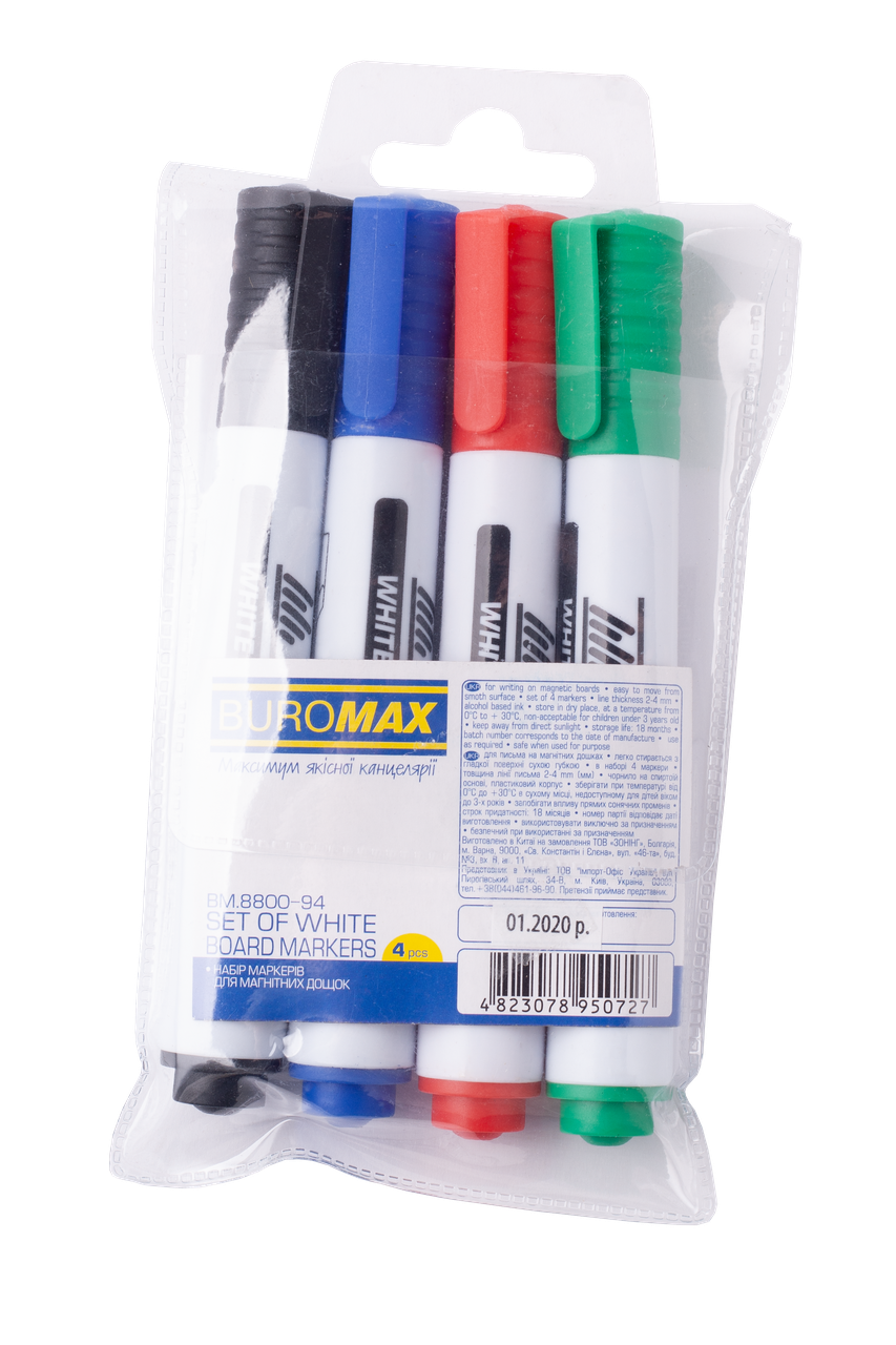 

Маркеры для доски 4шт. BM.8800-94 Buromax