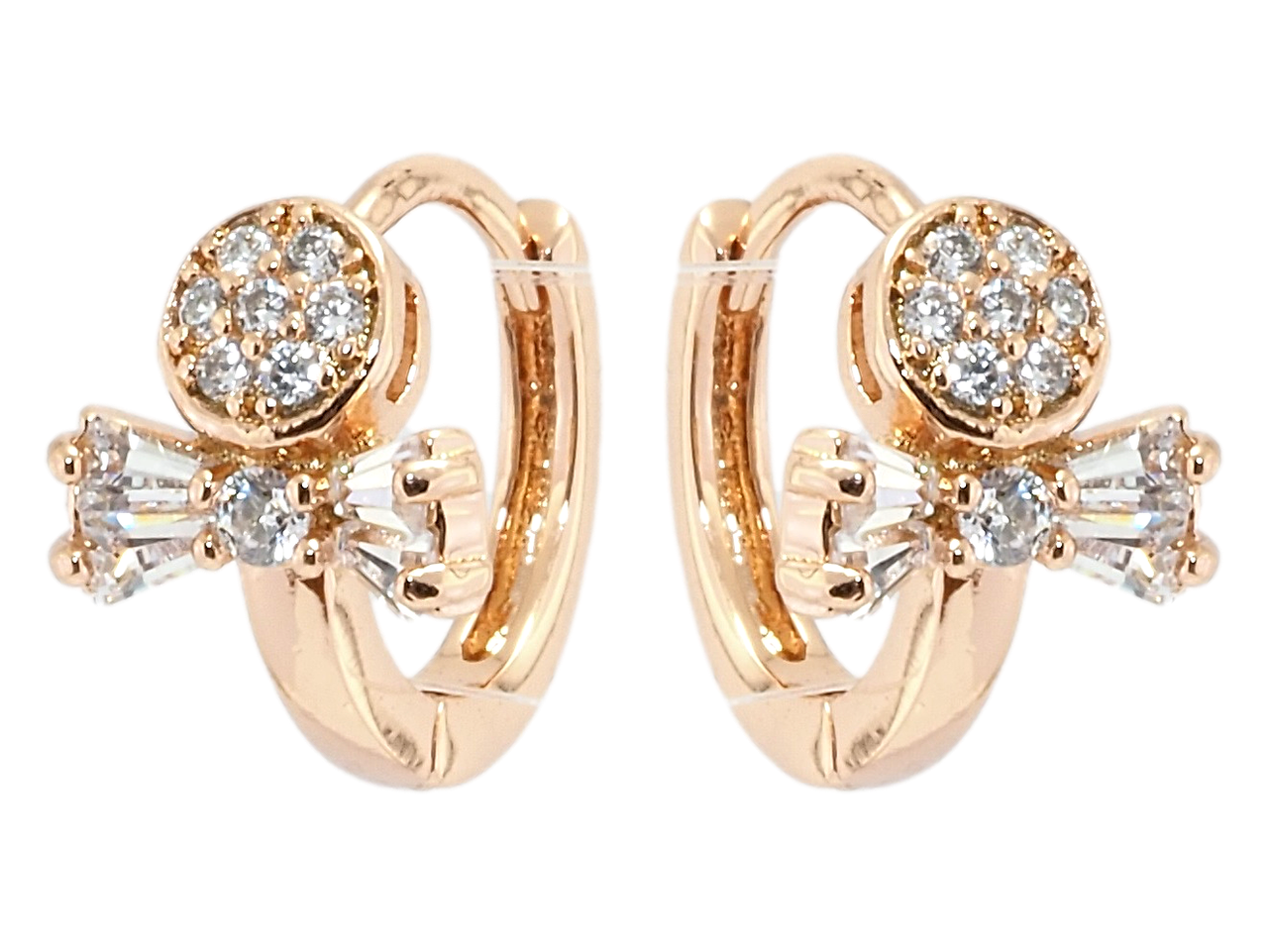 

Серьги Xuping Позолота РО колечки "Банты с цирконием"