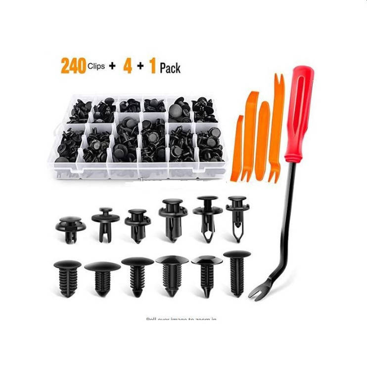 

Набор клипс / пистонов / андапок для авто 240 шт, Черный