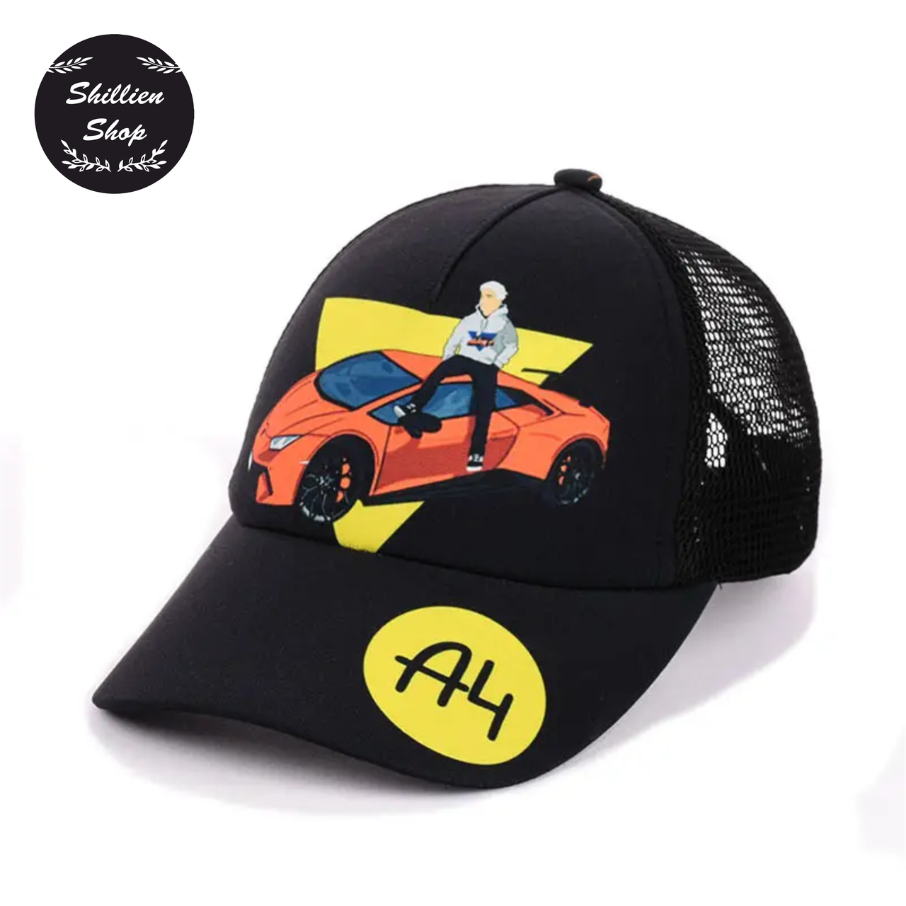 

● Детская кепка с сеткой - Влад Бумага А4 ●, Черный