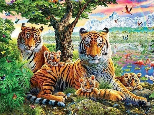 

Алмазная мозаика 5D Тигры.
