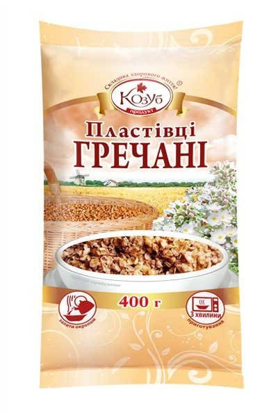 

Пластівці гречані миттєвого приготування в пакеті 400 г ТМ Козуб Продукт
