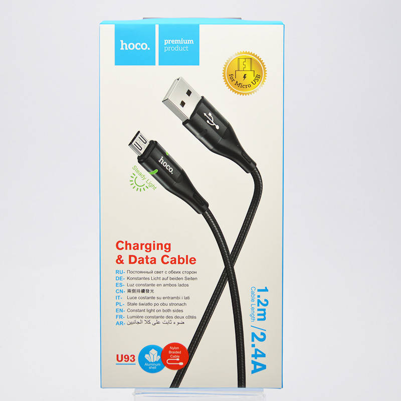 

Кабель Hoco U93 Shadow microUSB 1.2m Black, Черный