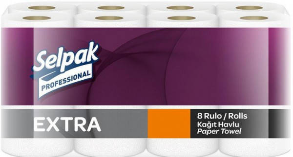 

Бумажное кухонное полотенце Selpak Professional Extra двухслойное 8 рулонов.32661120, Белый