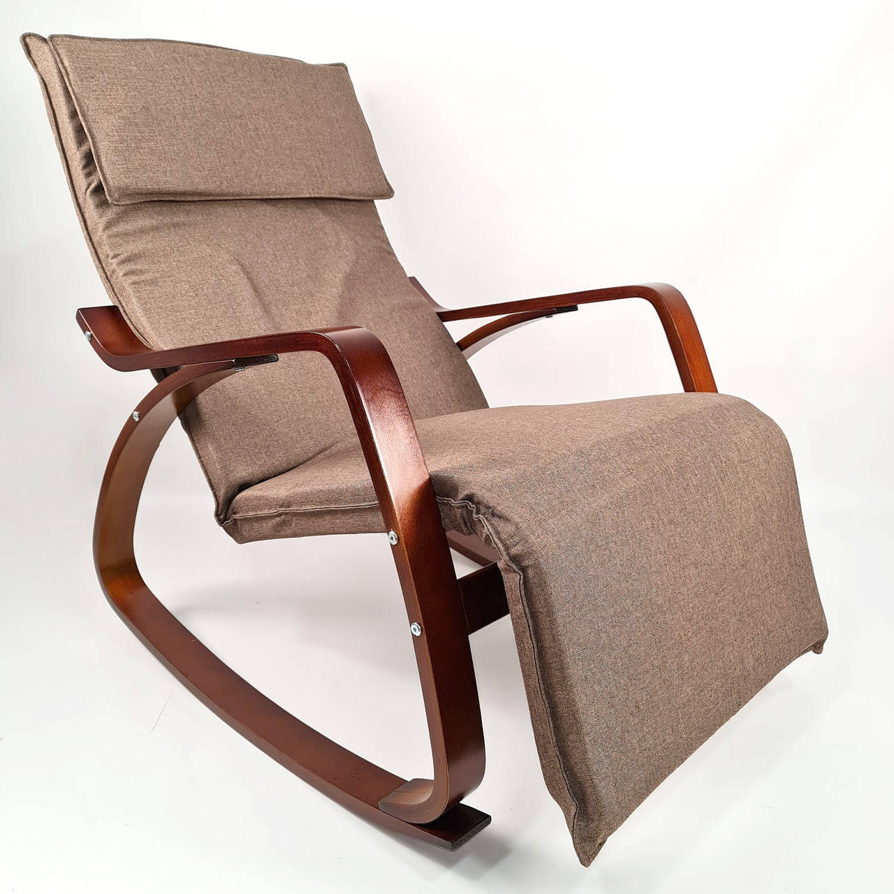 

Кресло качалка GoodHome Avko ARC002 Walnut Latte 120 кг для дома и дачи для отдыха Коричневая