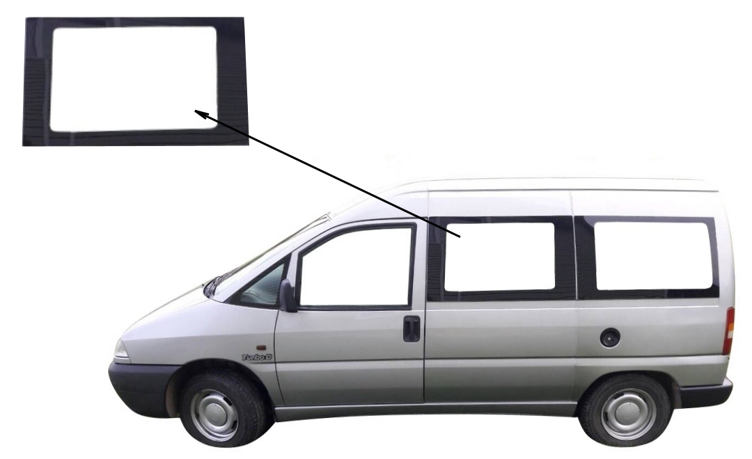 

Боковое стекло короткая база Peugeot Expert 1995-2007 переднее левое