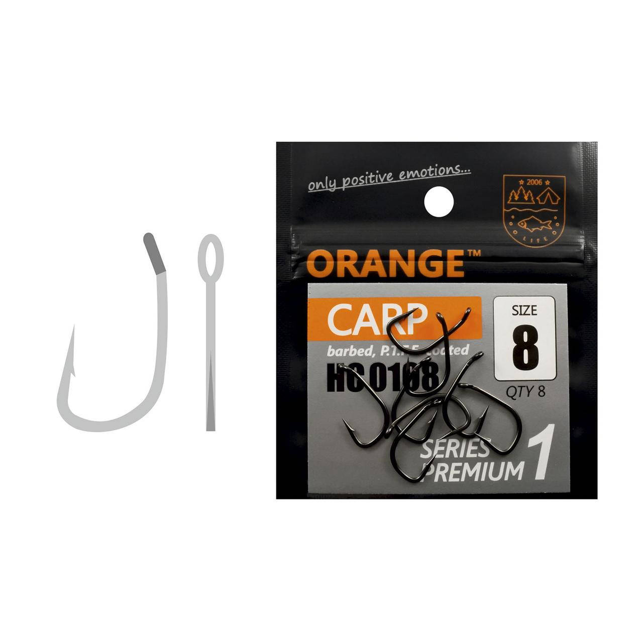 

Крючки ORANGE №8 Carp Premium Series 1, цвет teflon, в уп. 8шт.