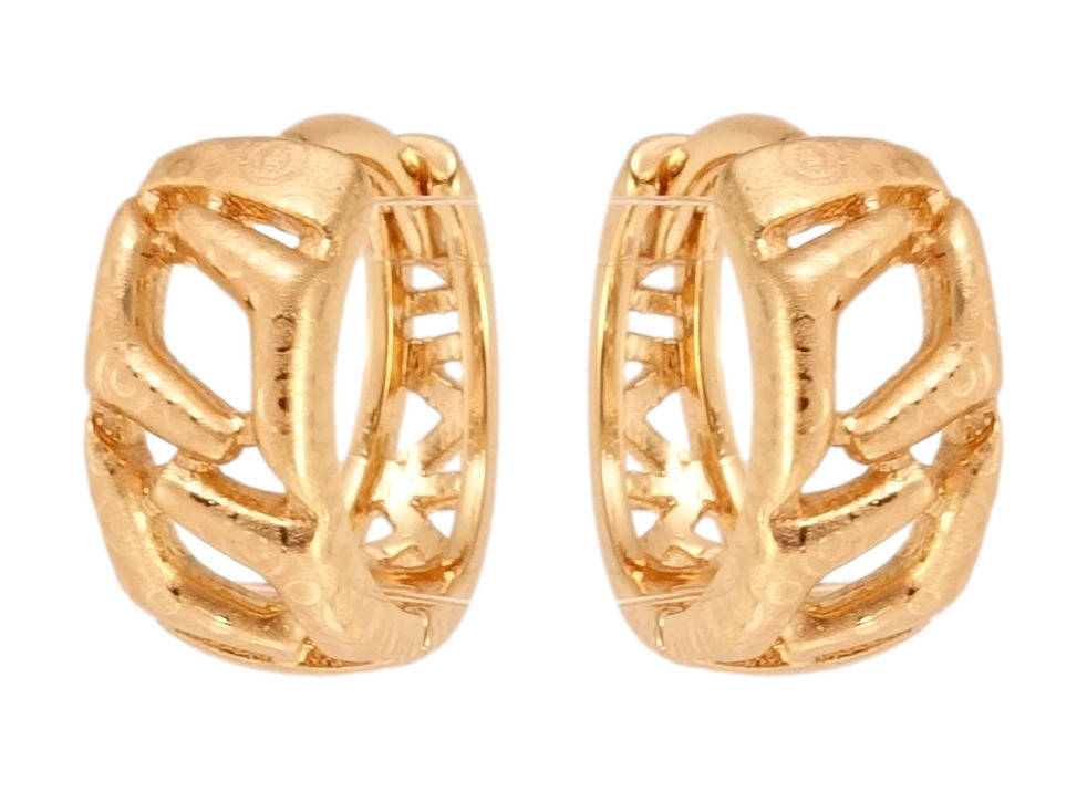 

Серьги Xuping Позолота 18K колечки "Затейливые формы с узором напылением"