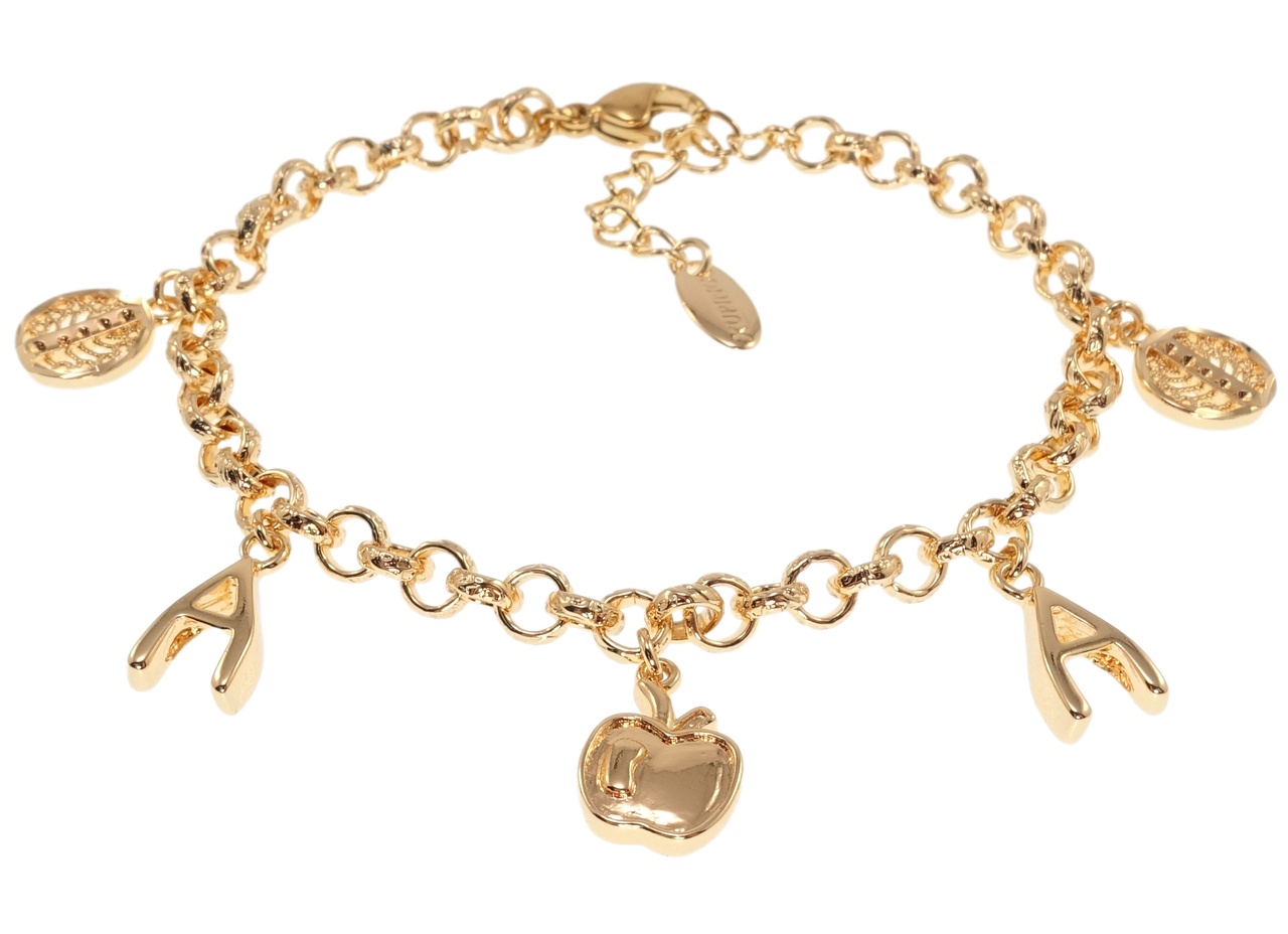 

Браслет Xuping M&L желтый оттенок "Плетение Бельцер с подвесками" размер с доп.цепочкой 18,5-21,5см х 4мм