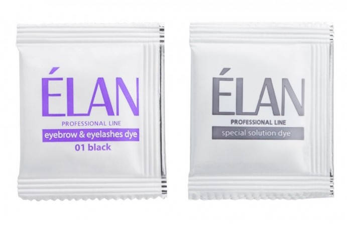 

Міні набір для фарбування брів фарба + окисник Elan 01 Black чорний