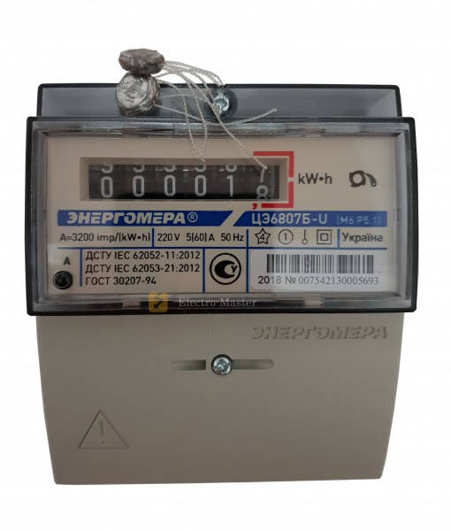 

Счетчик электроэнергии однофазный ЦЭ6807Б-U К 1 220В 5-60А М6Р5.1 (электросчетчик) Энергомера