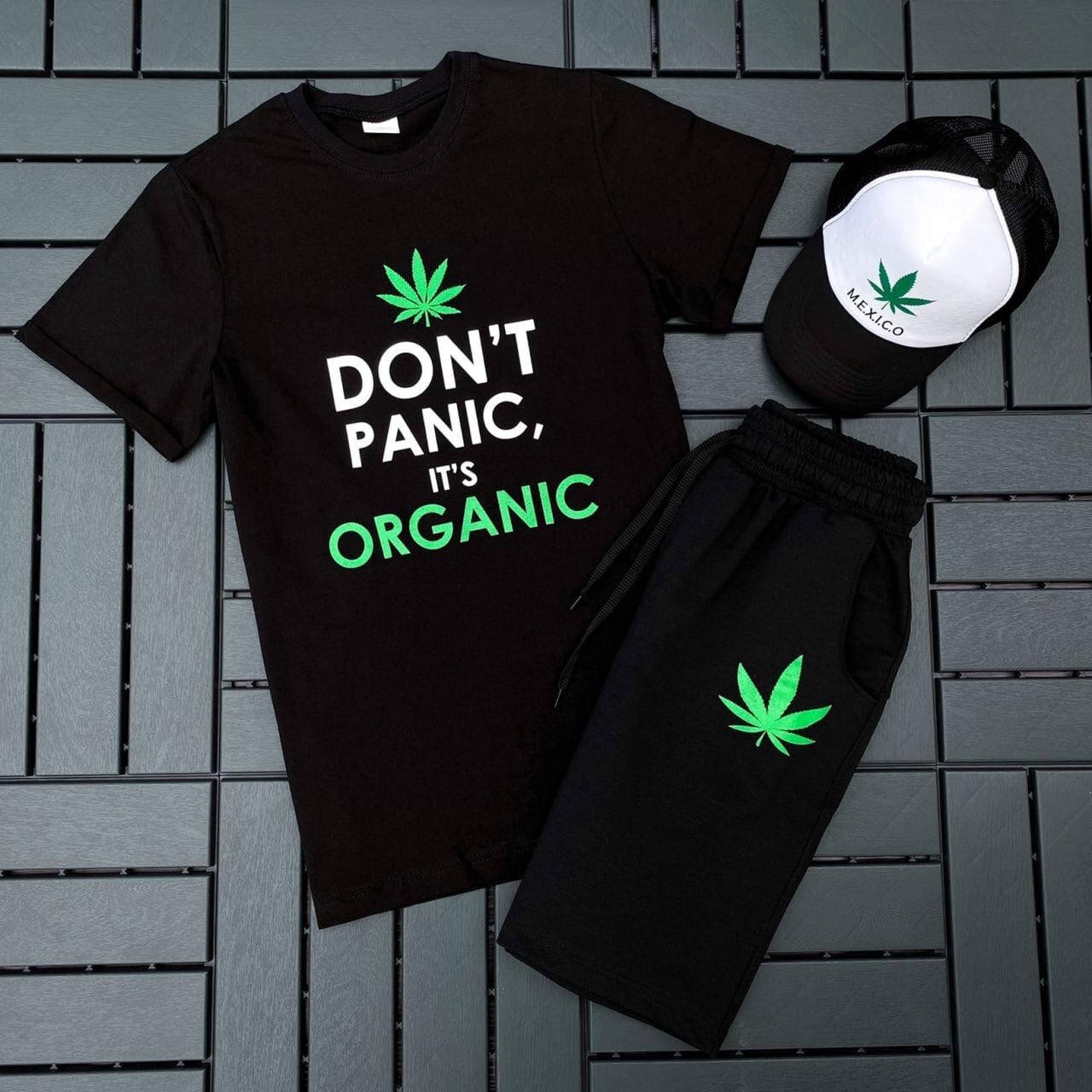 

Мужской комплект футболка и шорты принт конопля