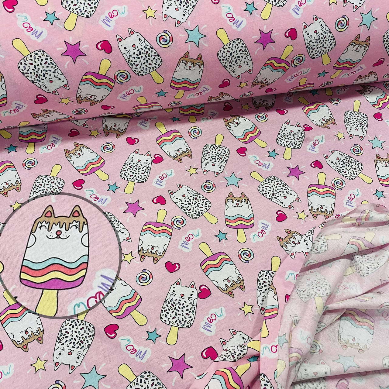 

Кулир Котомороженое на палочке Состав 100% хлопок для футболок шорт платьев панамок шапок снудов, Разные цвета