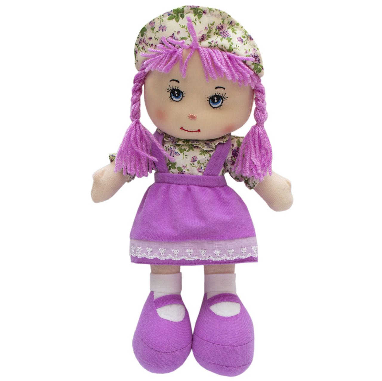 

Мягкая игрушка кукла с вышитым лицом, 36 см, сиреневое платье (860852)