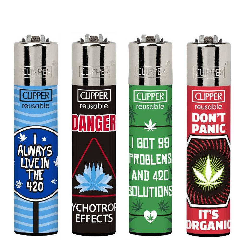 

Зажигалка Газовая Clipper Lighters Коллекция Weed Warning, Разные цвета