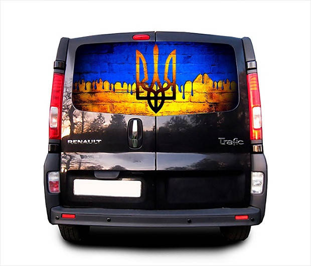 

Наклейка на заднее стекло 3D TUNING STUDIO Тризуб флаг 1480х700х0.18мм, Черный