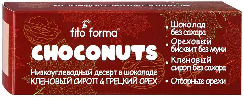 

Низкоуглеводный десерт Fito Forma Choconuts Кленовый сироп и Грецкий орех (50 грамм)