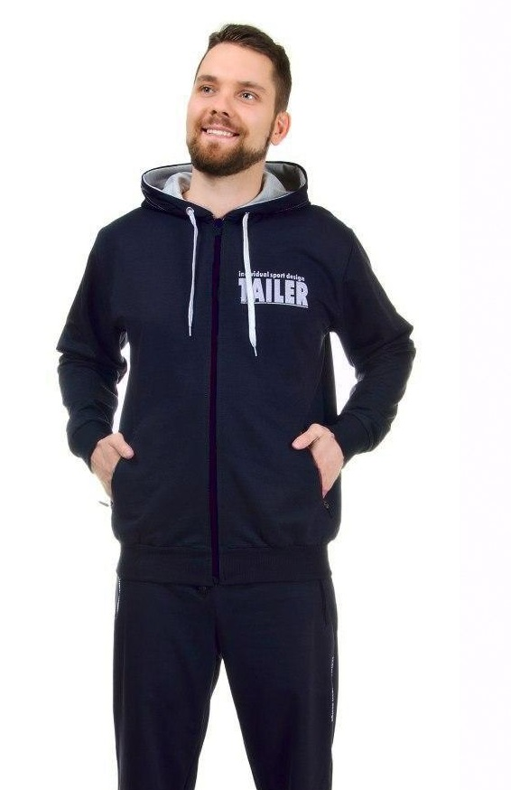 

Синий спортивный костюм мужской трикотажный с капюшоном брюки прямые 56