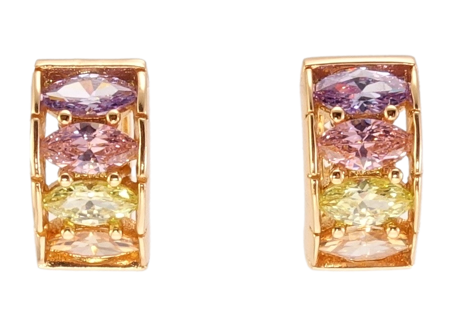 

Серьги Xuping Позолота 18K колечки "Дорожки цветных кристаллов"
