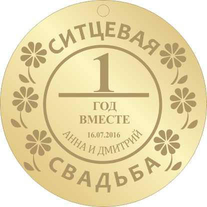 

Медаль на годовщину свадьбы, Ситцевая свадьба, именная медаль