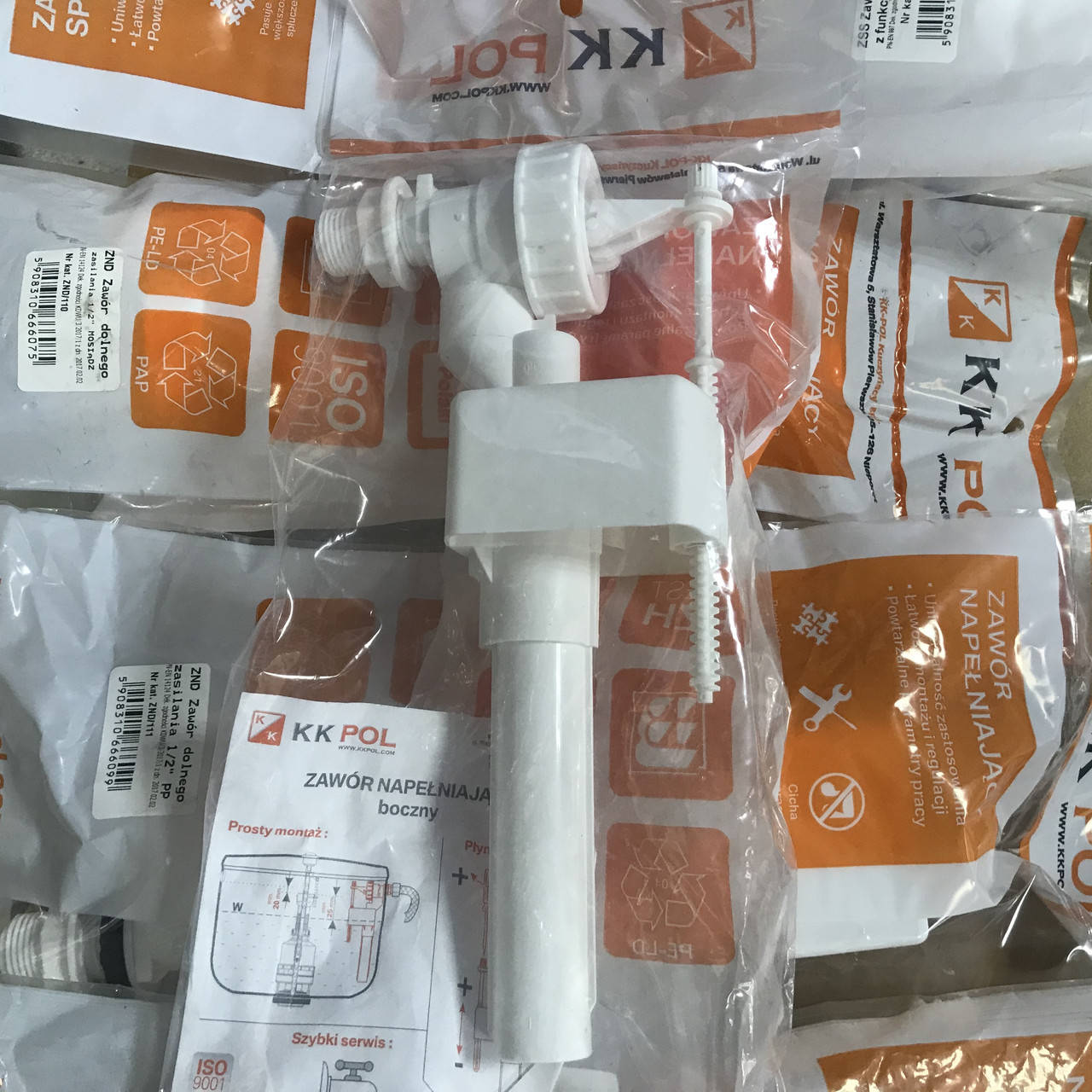 

KKPOL(Польша) Наполняющий клапан боковой 1/2" Арматура для сливного бачка, Белый