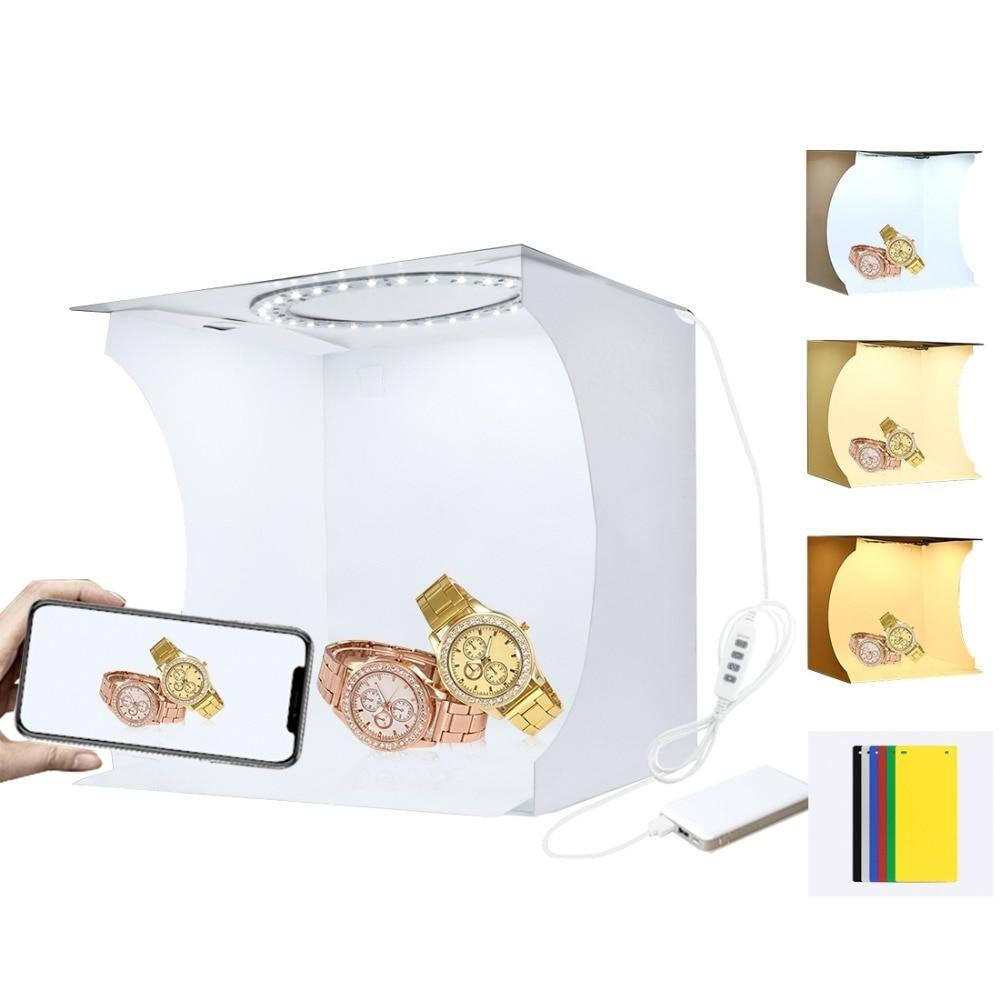 

Лайткуб фотобокс с LED подсветкой для предметной съемки Puluz PU5023 - 24*23*22 см + Чехол | Кольцевая