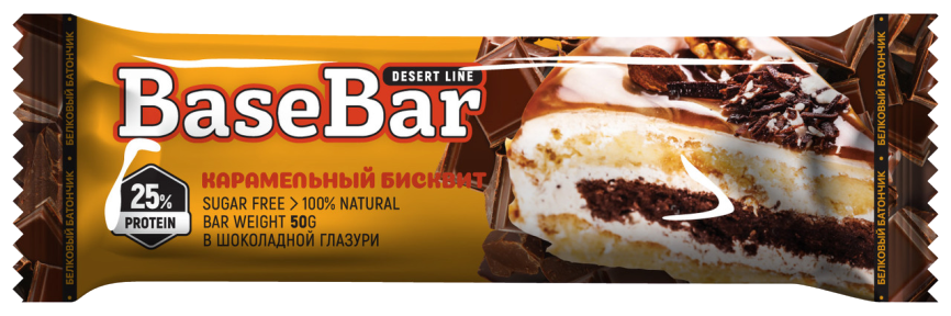 

Протеиновый батончик в глазури BaseBar Desert Line Карамельный Бисквит (50 грамм)