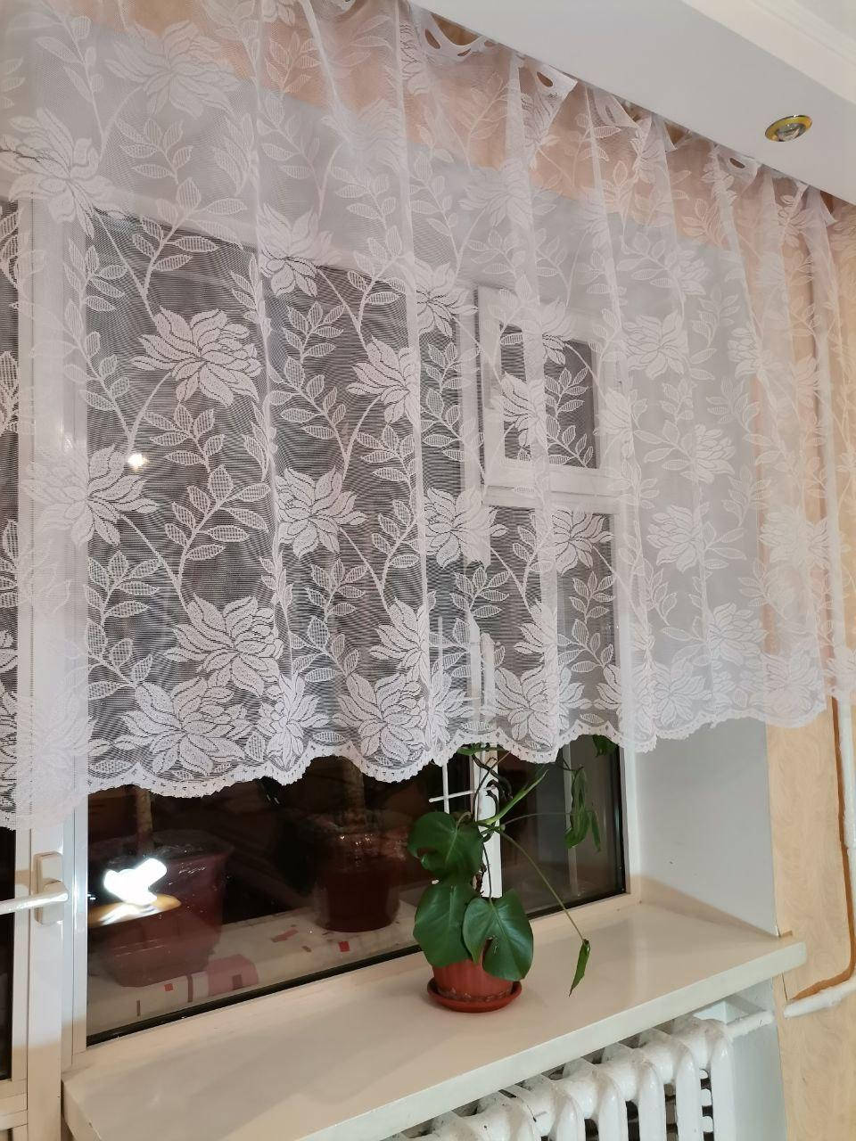 

Тюль Короткий Zanaviska Ажурный Жаккард Высота 120 см Белый ( Арт 213 120 )