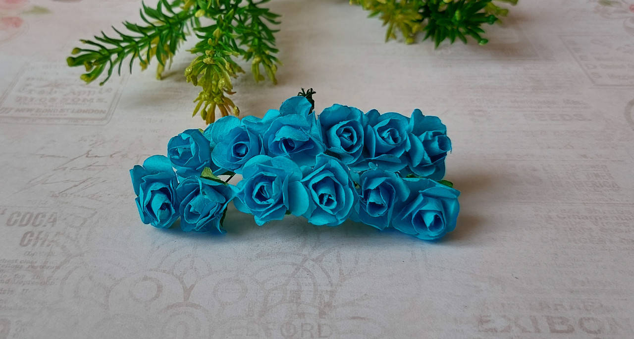 

Роза бумажная, 1,5 см. голубая.