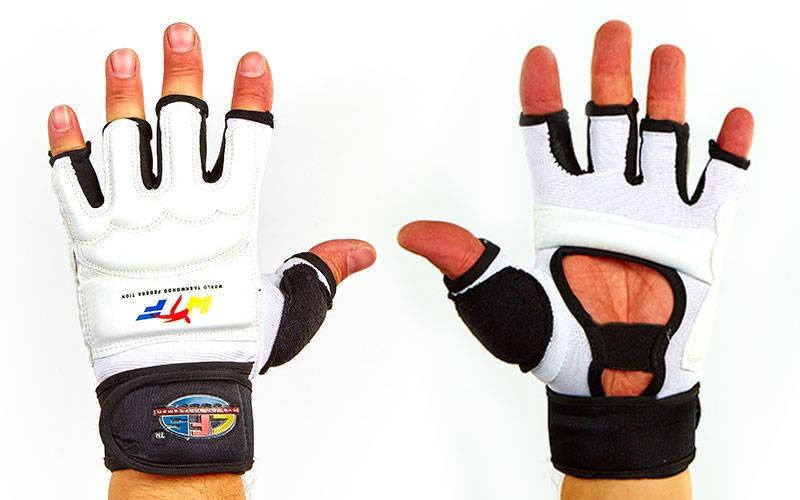 

Перчатки для тхэквондо с фиксатором запястья WTF (PU) , М, Белый