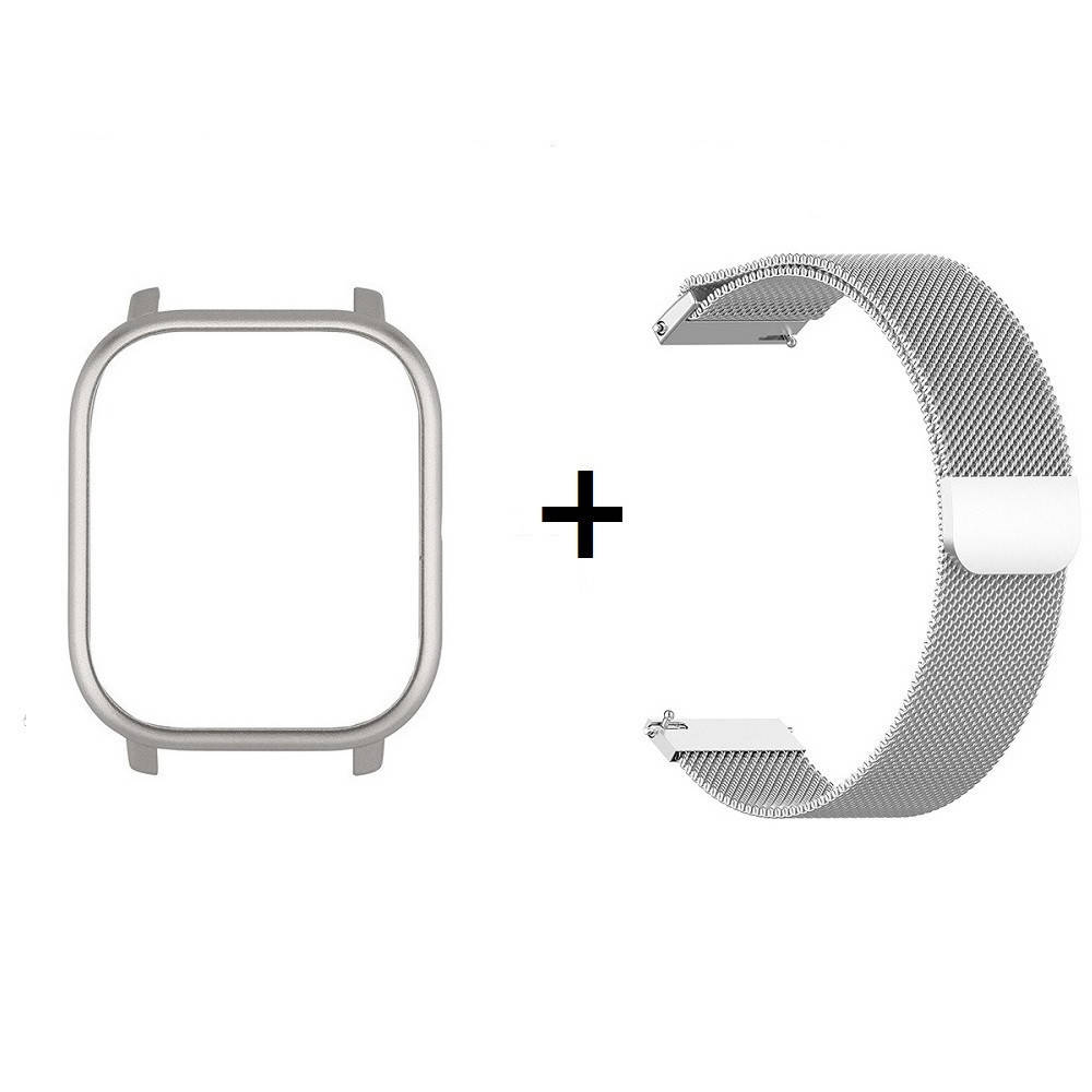 

Amazfit GTS Комплект для смарт часов (металлический магнитный ремешок и бампер), Silver