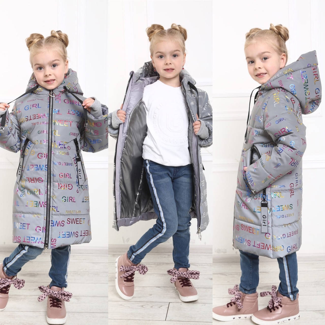 

Зимняя куртка для девочки «GIRL» , размеры на рост 122 - 134, Разные цвета