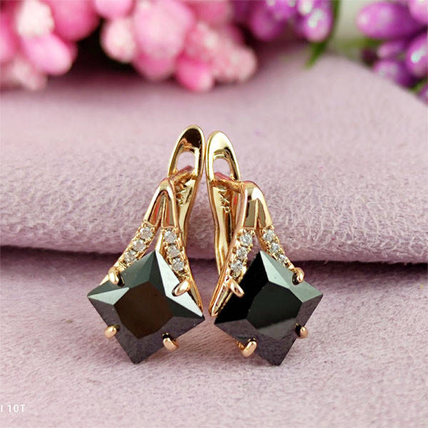 

Серьги Xuping Каролина черный медицинское золото позолота 18К английский замок А/В 1-0747