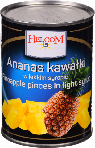 

Ананас консервированный кусочками в сиропе Ananas Helcom (Польша), 565г ж/б