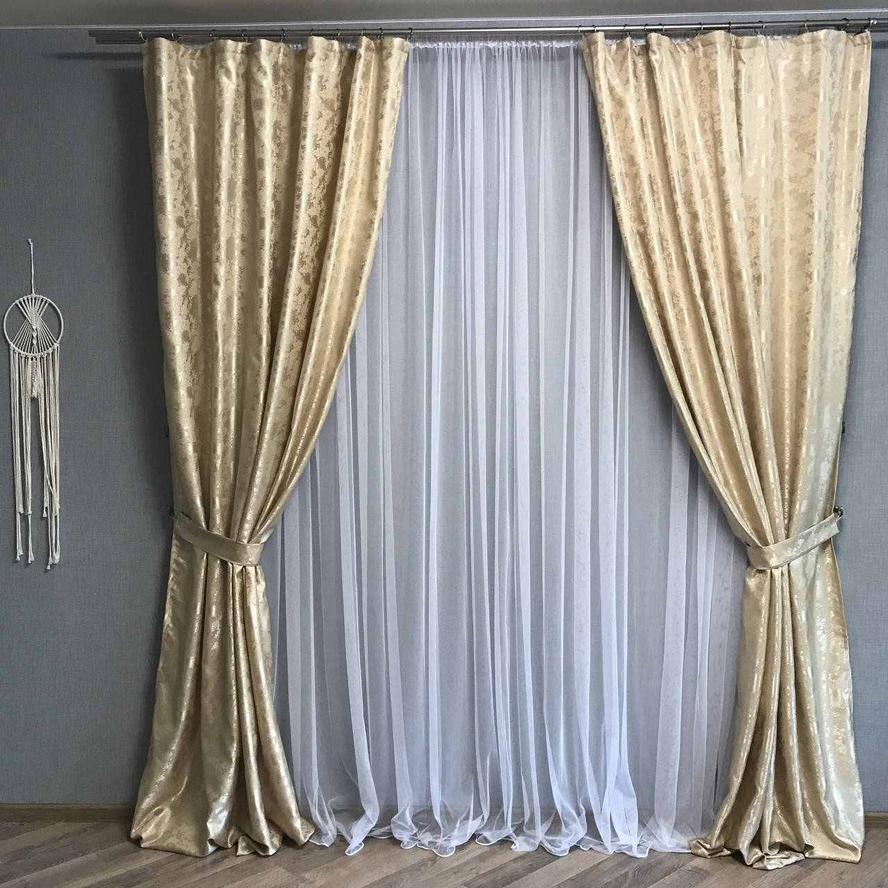 

Комплект однотонных штор 150x270 cm (2 шт) ALBO Бежевые (SH-C33-1), Бежевый