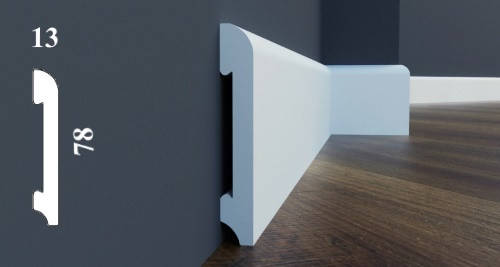 

Напольный плинтус из дюрополимера высотой 78 мм, LPC-11 Cezar, 2,0 м.